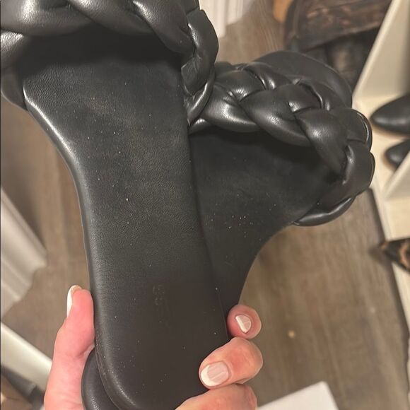 Express Black Quilted Slide Sandals - Picture 2 of 3